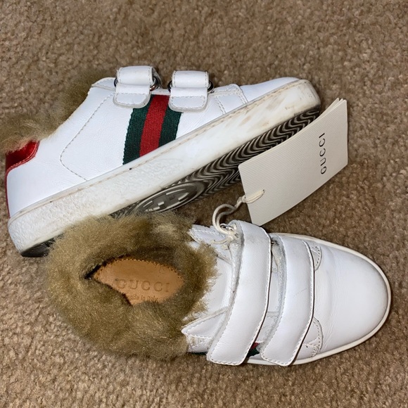 Gucci kids Toddler’s Ace leather sneaker with faux fur - Picture 7 of 10